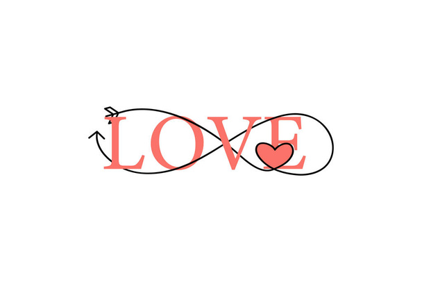 Happy Valentines Day lettering isolated on white background vector illustration. Letters hand drawn composition for gift, postcard, print, banner, web. Greeting romantic design. Love symbol tagline - Vector, Image
