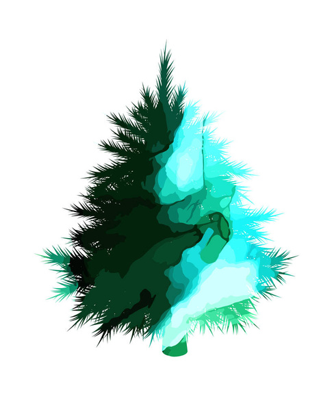 Watercolor scenic spruce. Christmas tree. Vector illustration - Vector, Image