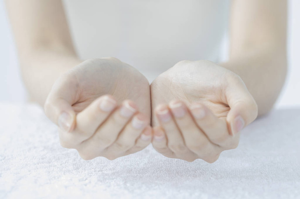 closeup shot of female hands with copy space - Fotó, kép