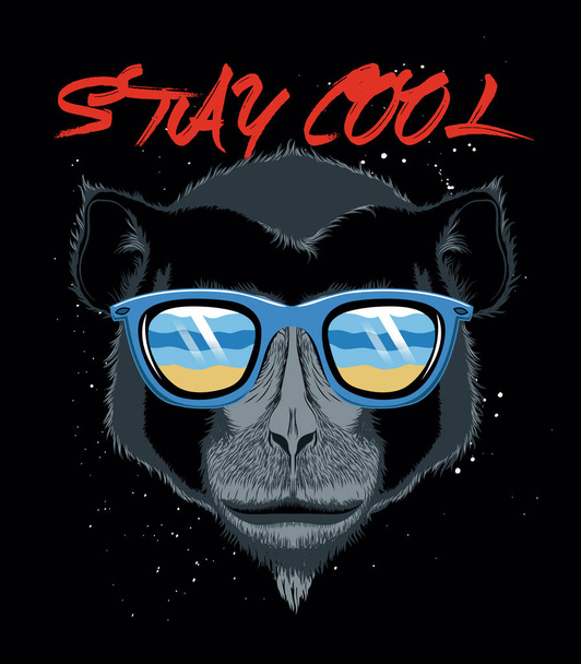 Cool Monkey illustration with cool slogan for t-shirt and other uses. - Vector, Image