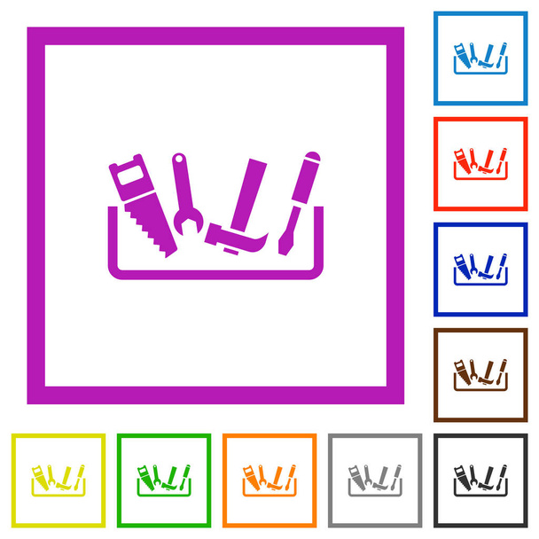 Caja de herramientas iconos enmarcados planos
 - Vector, Imagen
