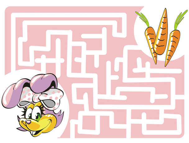 Kids labyrinth: Bunny and carrots - Vector, Image