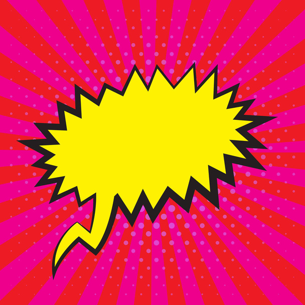 Комічна бульбашка вибуху, порожній шаблон комічної бульбашки мовлення з стилем поп-арту ізольовано на жовтому тлі. Векторна ілюстрація
. - Вектор, зображення