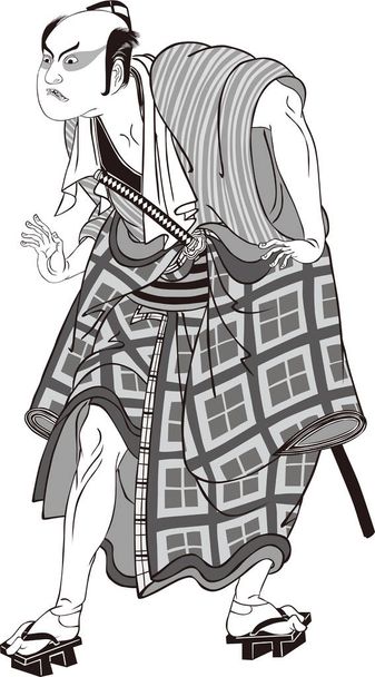 Актёр Укиё-э Кабуки 67 чёрно-белый
 - Вектор,изображение
