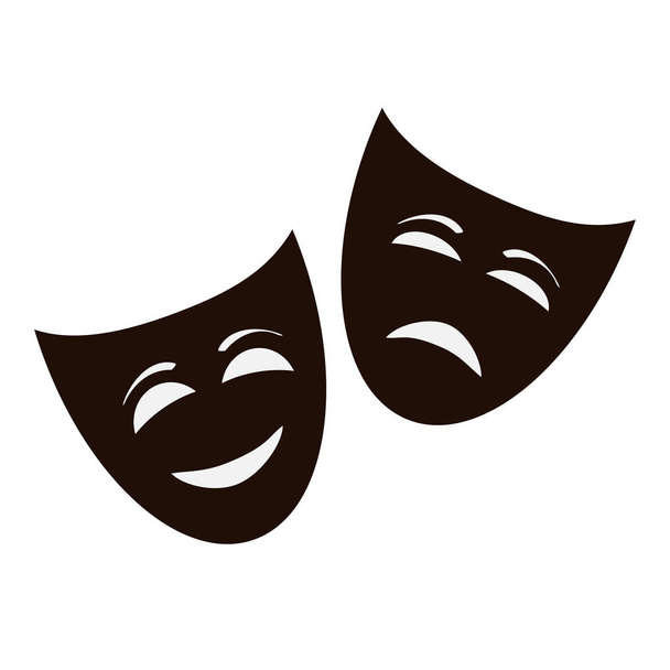 Theatrical comic masks. Vector art. Set of color masks on a black and white background. - Vector, Image