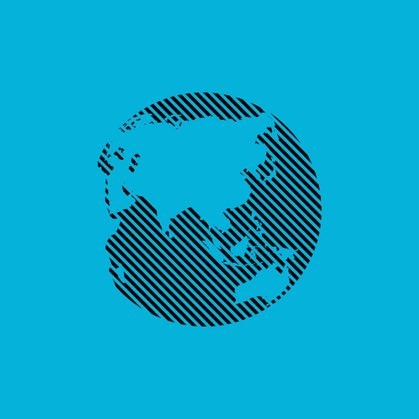 Ikona svlečené vektorové koule na světě. Světová ikona vytvořena z linie. Stock vektorové ilustrace izolované na modrém pozadí - Vektor, obrázek