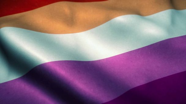 Amor lésbico Bandeira do Orgulho Bandeira do arco-íris vídeo acenando no vento. Bandeira lésbica de fundo. ilustração 3d
 - Foto, Imagem