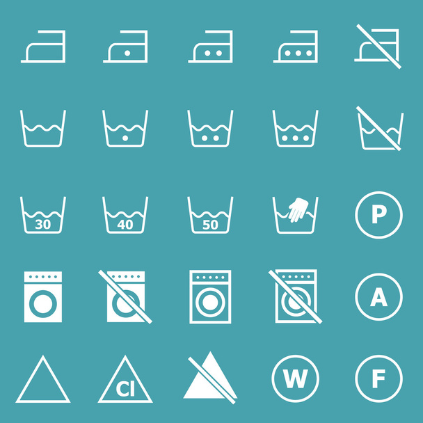 Iconos de lavandería sobre fondo azul
 - Vector, imagen