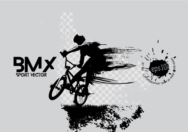 Homme actif. BMX rider en arrière-plan abstrait paysage sportif, vecteur. - Vecteur, image