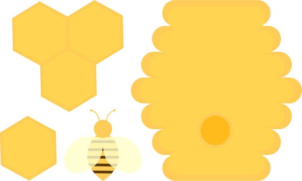 illustration of a set of honey and bees - Foto, Imagen