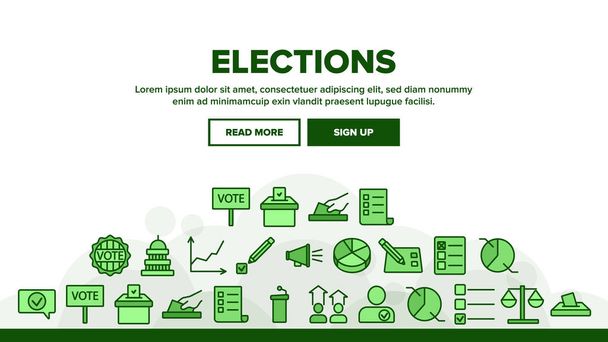 Votação e Eleições Landing Header Vector - Vetor, Imagem