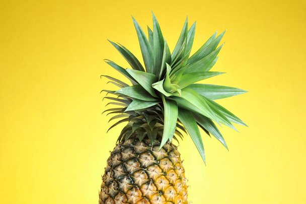 Pineapple on bright yellow background. Fresh pineapple on bright - Photo, Image