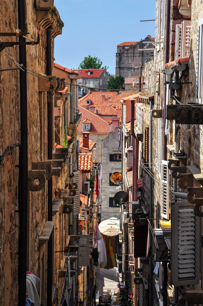 Dubrovnik Altstadt Street View (mittelalterliche Ragusa) in Stradum Bereich. - Foto, Bild