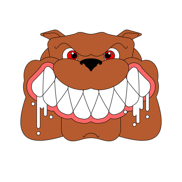 Angry dog face isolated. Evil Bulldog Head. vector illustration - Vector, Image