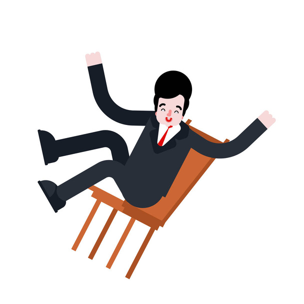 椅子の上でバランスの取れたビジネスマン。椅子の上でバランスをとる男ベクトル・イル - ベクター画像