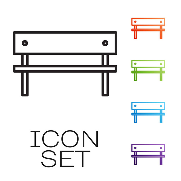 Icona Black line Bench isolata su sfondo bianco. Set icone colorate. Illustrazione vettoriale
 - Vettoriali, immagini