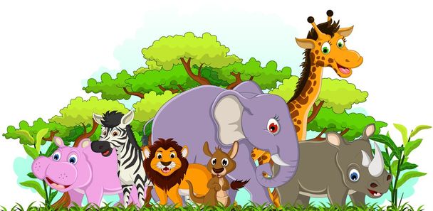 Cute animals wildlife cartoon - Vector, Image