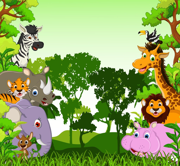 Animales lindos fauna dibujos animados
 - Vector, Imagen
