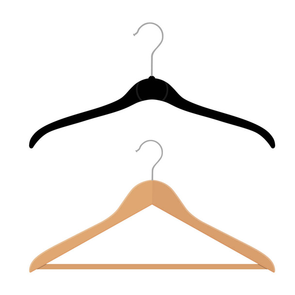 Wooden, plastic coat hangers, clothes hanger on a white background - Foto, Imagen