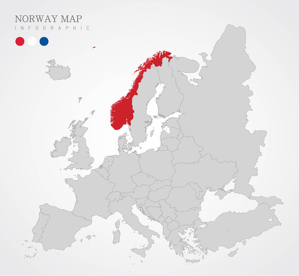 politische Landkarte der Europäischen Union mit der Identifizierung Norwegens. Karte von Norwegen. Länder der Europäischen Union. Vektorstock. - Vektor, Bild