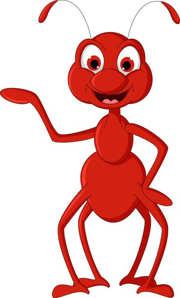 Caricatura hormiga roja presentando
 - Vector, imagen