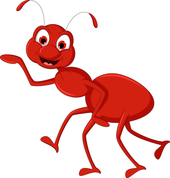 Caricatura hormiga roja presentando
 - Vector, Imagen