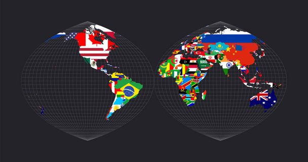 世界の旗艦ソフト国との地図2つに中断された四分儀の実際の投影 - ベクター画像