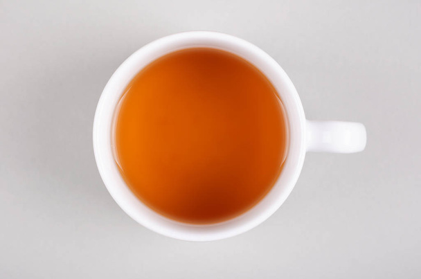 Tea cup composition on gray background. Flat lay. - Foto, immagini
