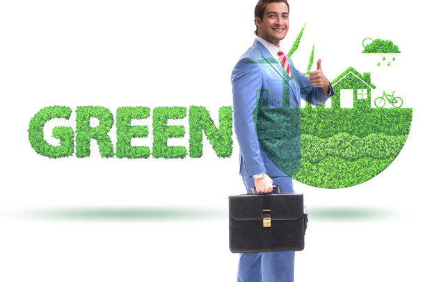 Zöld energia anc ökológia koncepció üzletemberrel - Fotó, kép