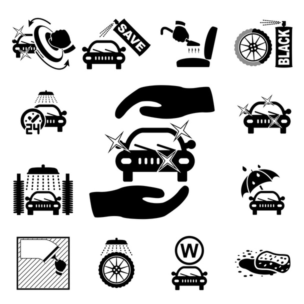 Car wash icons set - Вектор,изображение