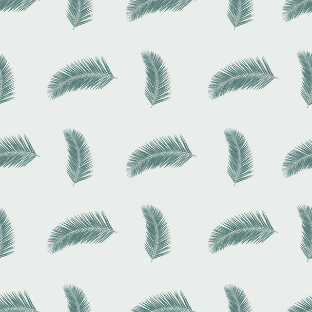 Subtle Green abstract fern leaves seamless vector background. Hand drawn leaf nature pattern. Repeating foliage backdrop. Use for fabric, surface pattern design, wallpaper, wrapping - Vector, Image