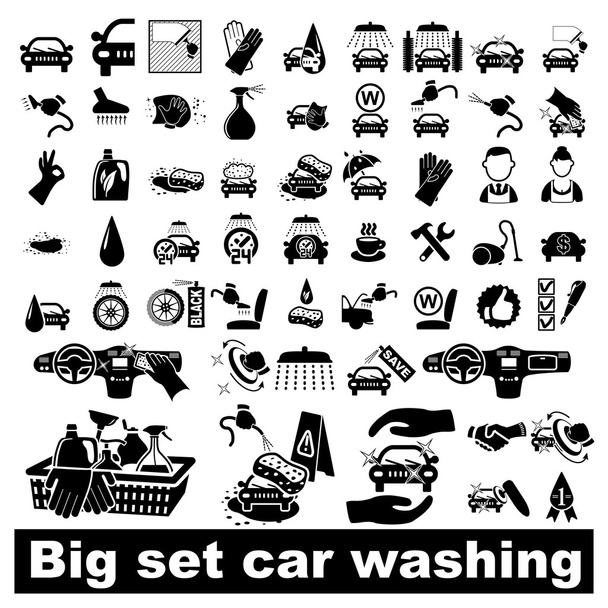 Car wash icons set - Vector, afbeelding