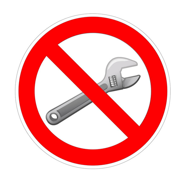 Nenhum sinal proibido do reparo da chave inglesa, símbolo vermelho da proibição
 - Foto, Imagem
