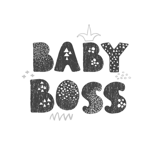 Baby Boss - divertido cartel infantil dibujado a mano con letras
 - Vector, Imagen