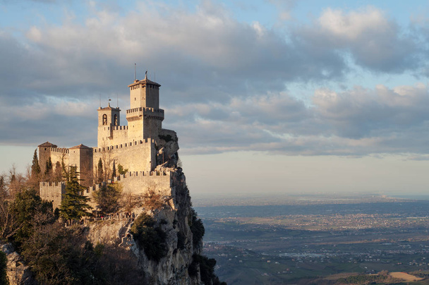 San Marino city view. Beautiful castle on the rock and and the s - Photo, Image