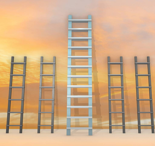 Diferentes escaleras en el concepto de progresión de carrera - Foto, imagen