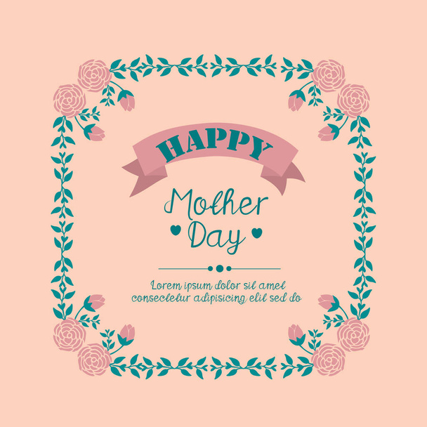 Elegant pattern of leaf and flower frame, for happy mother day greeting card design. Vector - Vector, Image