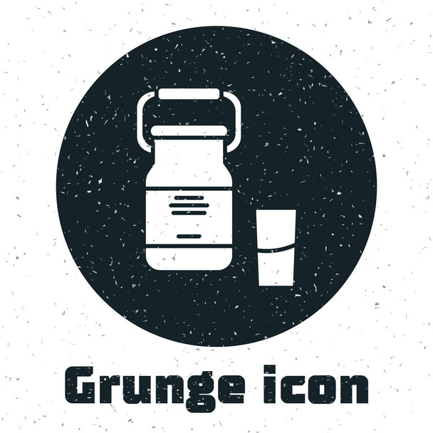 Grunge Can contenedor para la leche y el icono de vidrio aislado sobre fondo blanco. Ilustración vectorial
 - Vector, imagen