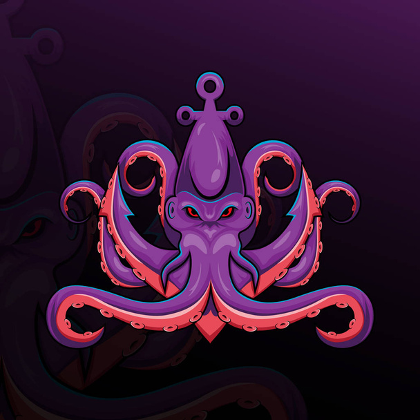 Kraken octopus esport mascot logo design - Vektori, kuva