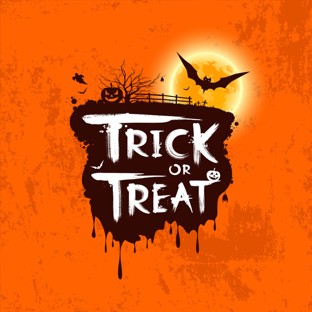 Halloween trick or treat message on orange background - Διάνυσμα, εικόνα