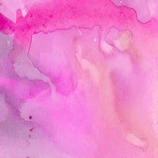 Watercolor illustration. Texture. Watercolor transparent stain. Blur, spray. Pink colour - Foto, Imagem