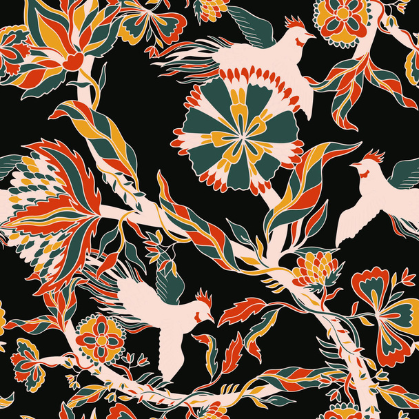 Abstract natuur bloem naadloos patroon. Etnische ornament, bloemen - Vector, afbeelding