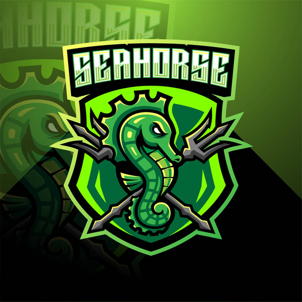 Projekt logo maskotki Seahorse esport - Wektor, obraz