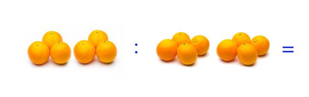 División, operación matemática simple; división entre naranjas
 - Foto, Imagen