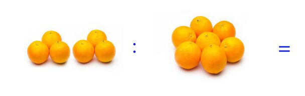 Bölme, basit matematiksel işlem; portakallar arasında bölme - Fotoğraf, Görsel