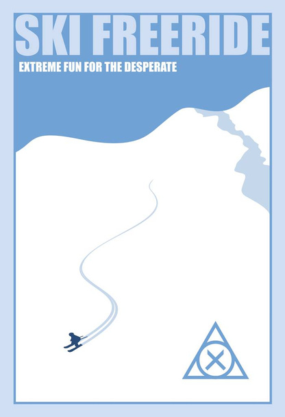 Affiche hivernale minimaliste. Ski freeride. Illustration vectorielle
 - Vecteur, image