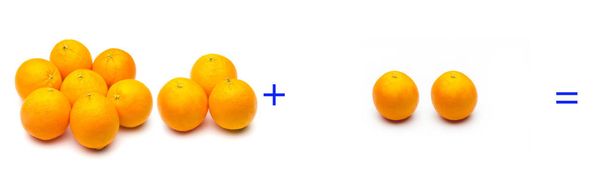 Somme semplici con frutti; matematica semplice, calcolo
 - Foto, immagini