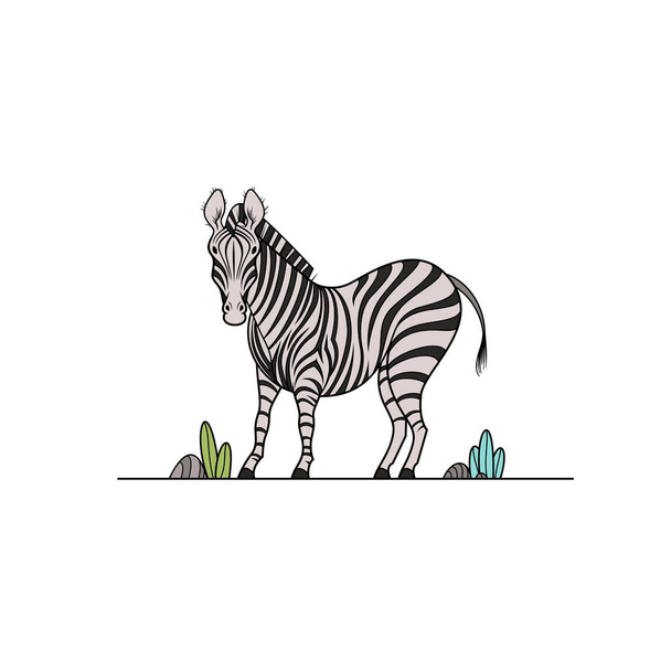 Illustration vectorielle colorée de dessin animé Zebra pour livre à colorier. Concept animal sauvage africain pour colorier. Croquis de tatouage de dessin animé Zebra. Illustration vectorielle du zèbre
. - Vecteur, image