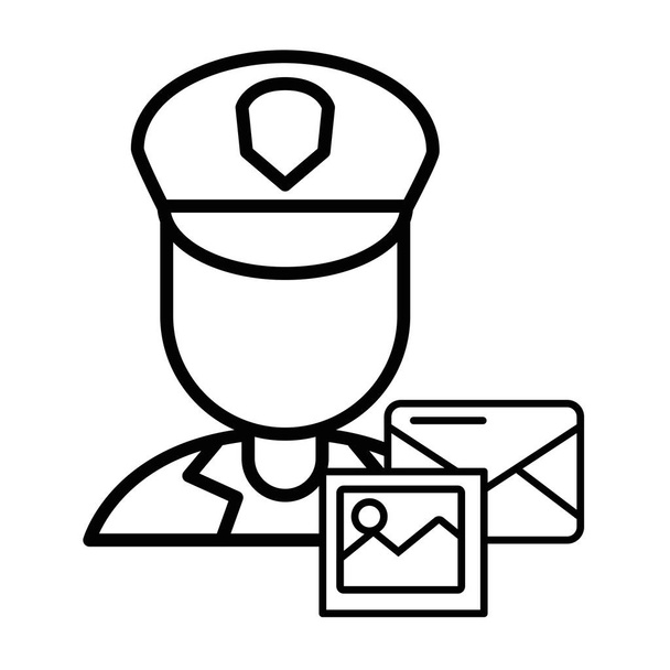 postman worker character isolated icon - Vector, Image