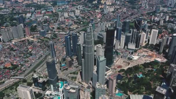 AERIAL. Top view of Center modern city. Kuala Lumpur skyline video. - Filmmaterial, Video